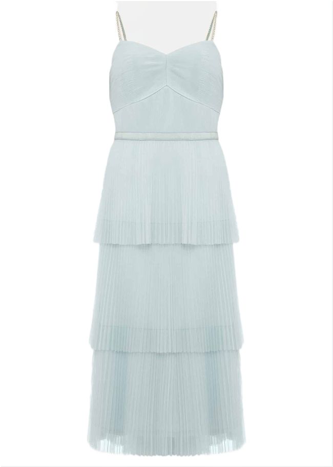  Kaia Pleated Tulle Midi Dress Eau De Nil 220767479