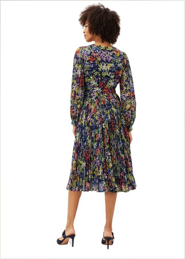  Fenella Ditsy Print Pleated Dress French Navy 220768629