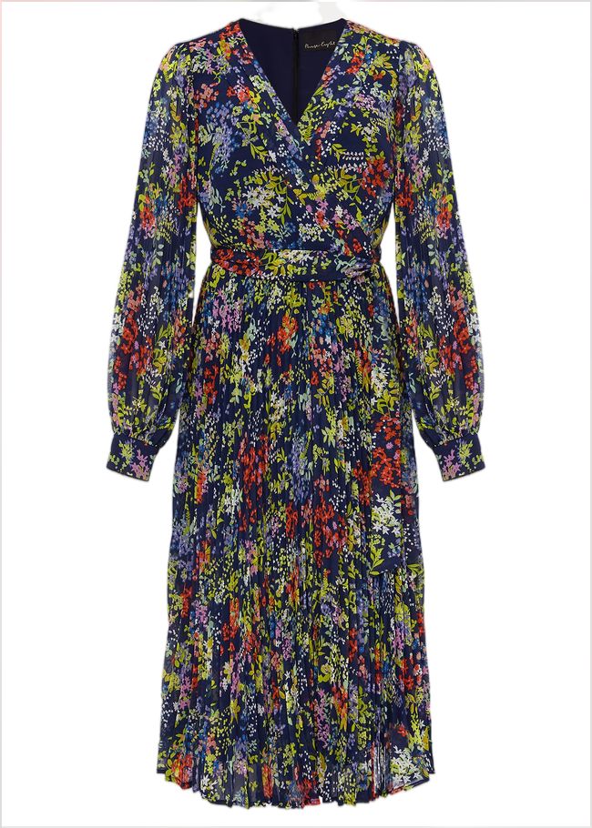  Fenella Ditsy Print Pleated Dress French Navy 220768629