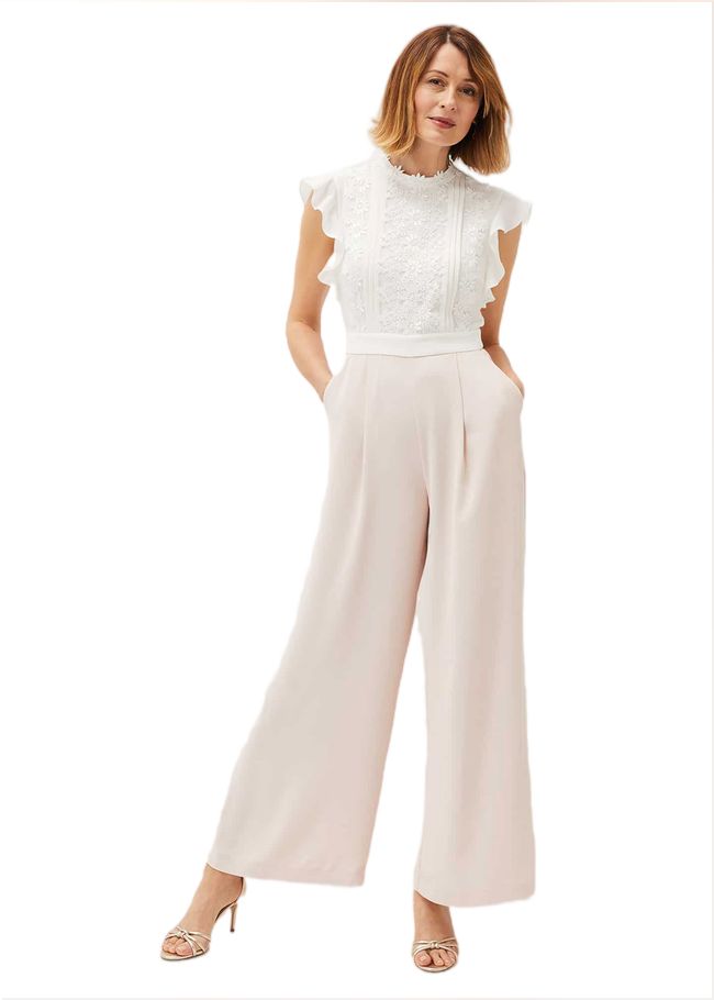  Niamh Lace Bodice Wide Leg Jumpsuit Ivory/Cameo 220773422