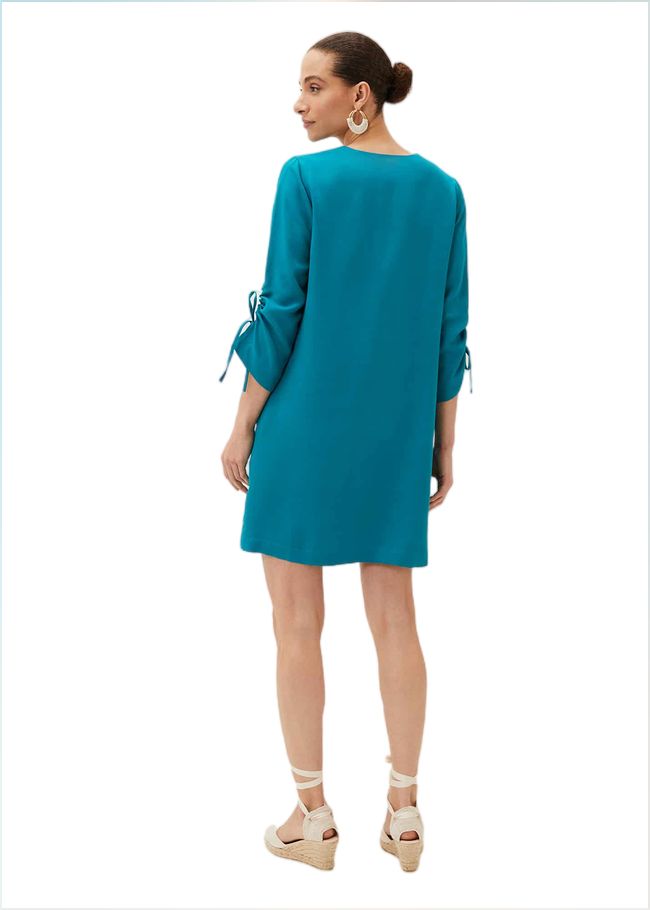  Ceiara Ruched Sleeve Tunic Dress Teal 220779402