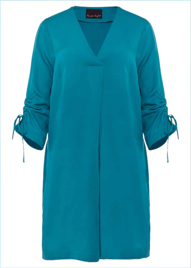  Ceiara Ruched Sleeve Tunic Dress Teal 220779402