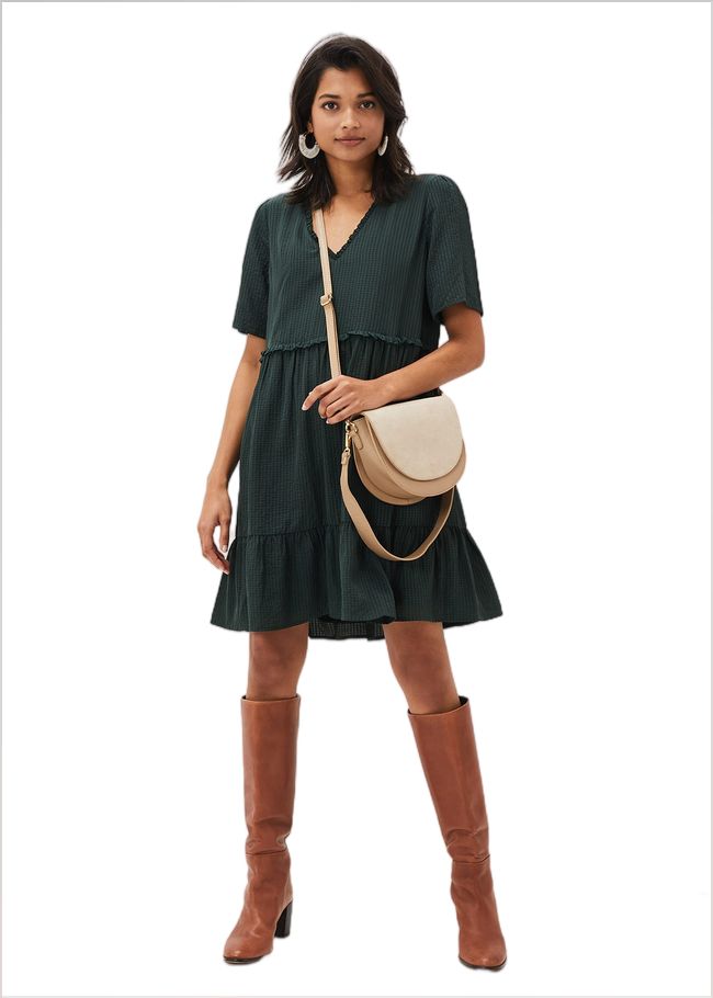  Likita Textured Swing Dress Green 220780693