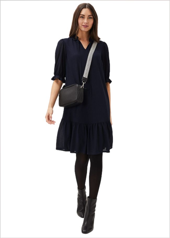  Aerin Textured Swing Dress Navy 220786351