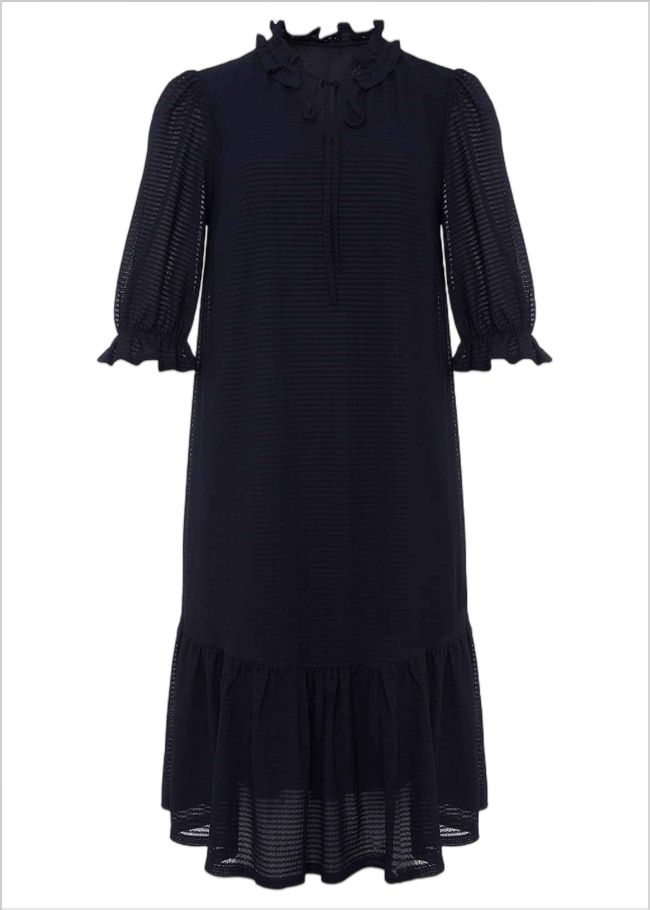  Aerin Textured Swing Dress Navy 220786351