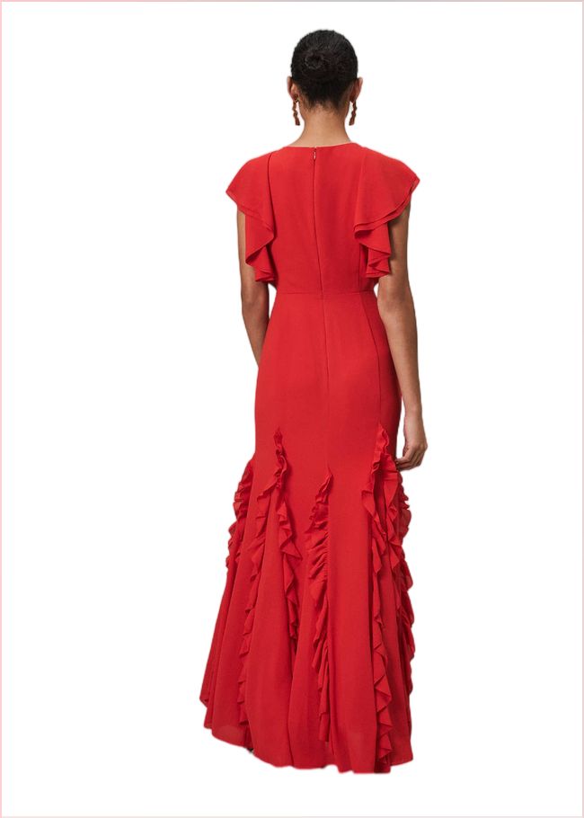  Donatella Ruffle Maxi Dress Scarlet 220791731