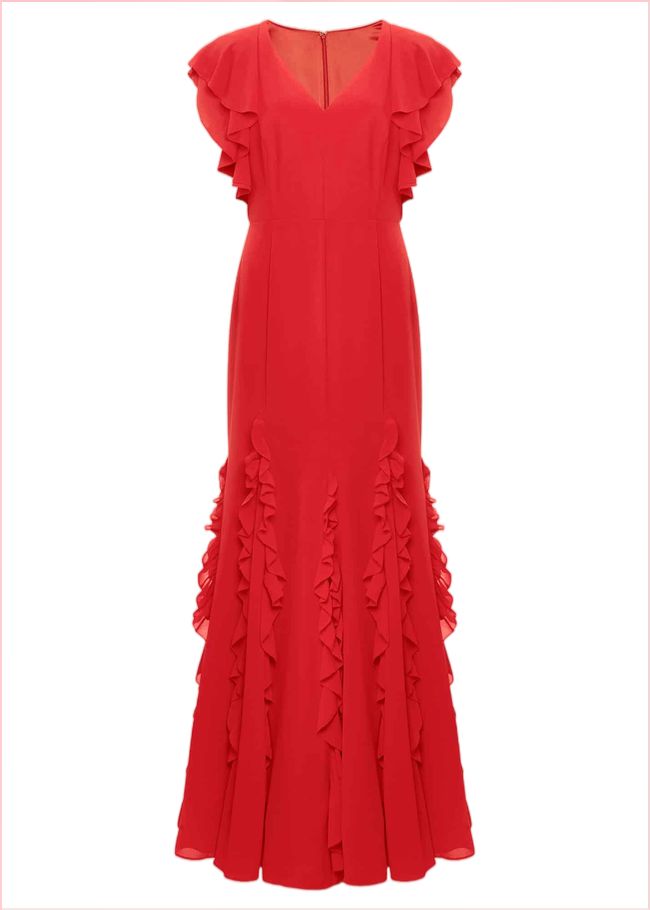  Donatella Ruffle Maxi Dress Scarlet 220791731