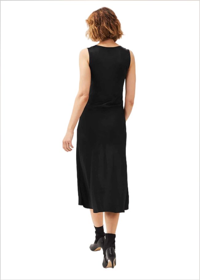  Amabella Sleeveless Satin Midi Dress Black 220792050