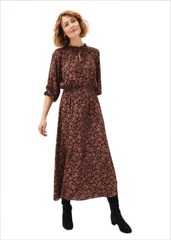  Phillipa Floral Midaxi Dress Black/Tan 220802679