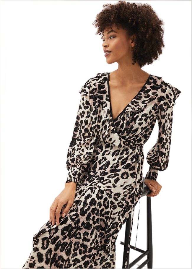  Chelsie Leopard Wrap Dress Multi-Coloured 220806000