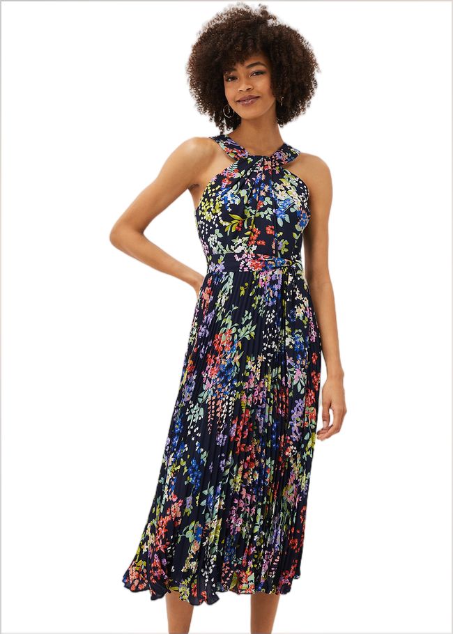  Fenella Pleated Floral Dress French Navy / Multi 220807713