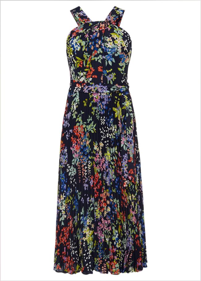  Fenella Pleated Floral Dress French Navy / Multi 220807713