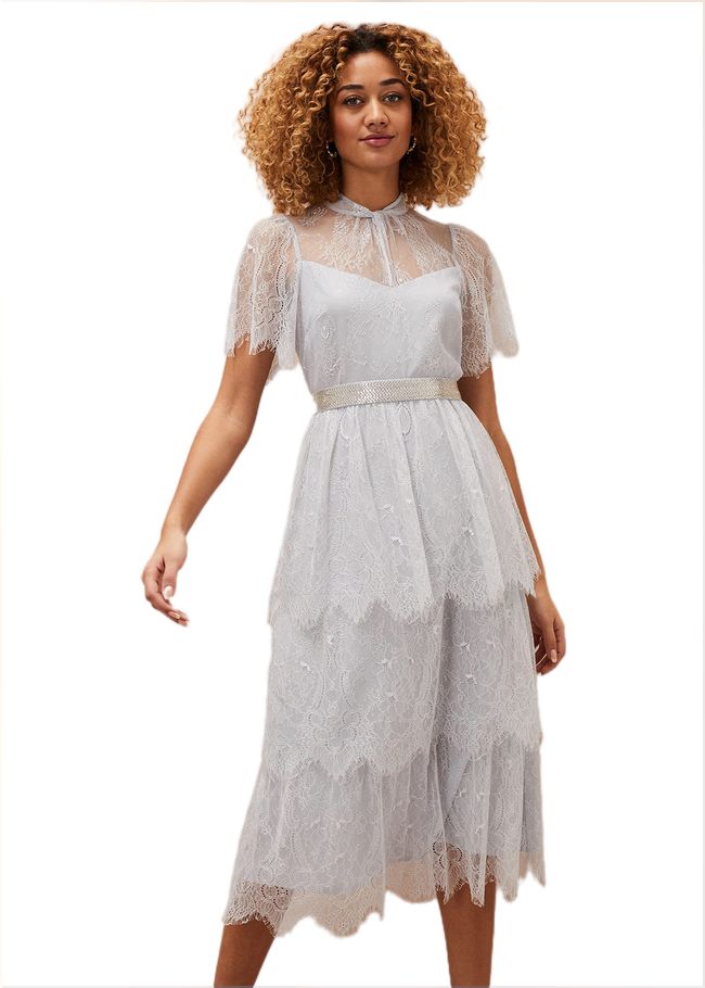  Ginnie Lace Tiered Midi Dress Smokey Blue 220811822