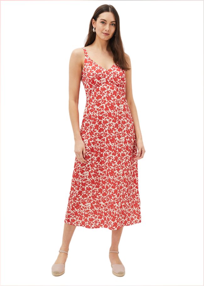  Nyla Slip Dress Red/Ivory 220814337