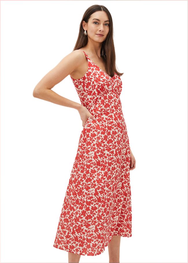  Nyla Slip Dress Red/Ivory 220814337