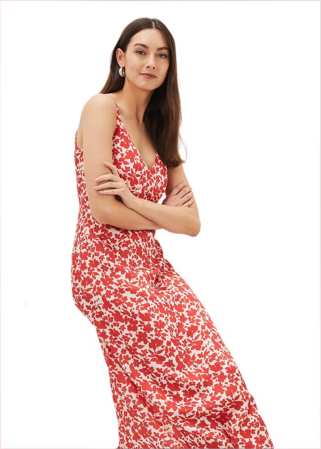  Nyla Slip Dress Red/Ivory 220814337