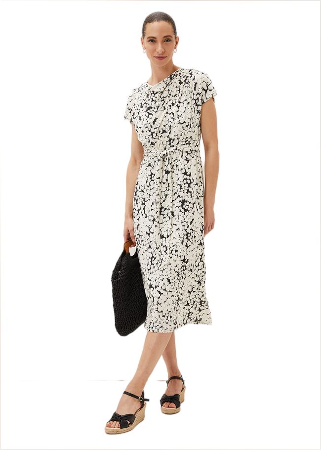  Jaelynn Ditsy Cowl Tie Waist Print Dress Smoke/Ivory 220818573