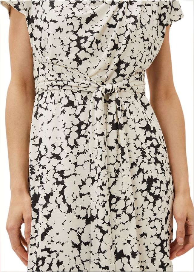  Jaelynn Ditsy Cowl Tie Waist Print Dress Smoke/Ivory 220818573