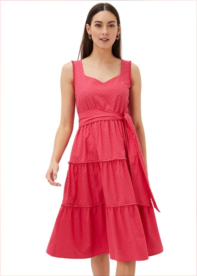  Peyton Cotton Dobby Midi Dress Hot Pink 220829694