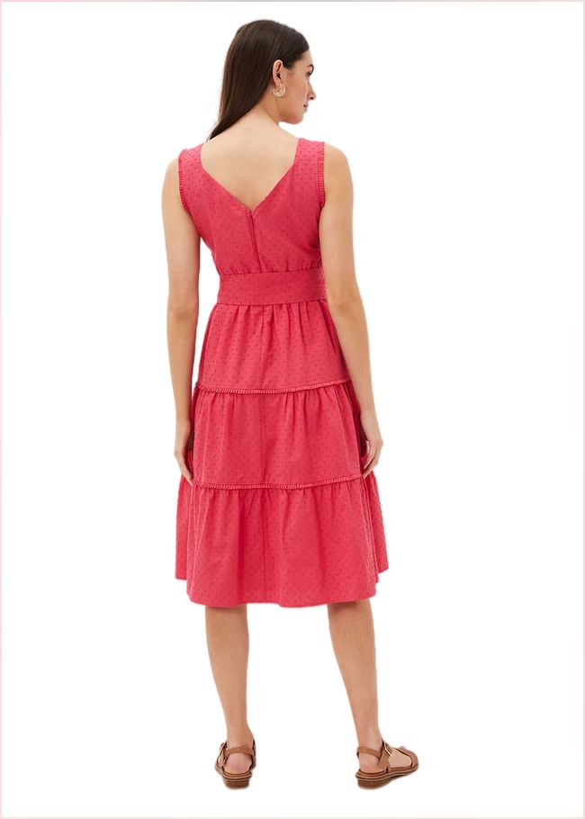  Peyton Cotton Dobby Midi Dress Hot Pink 220829694