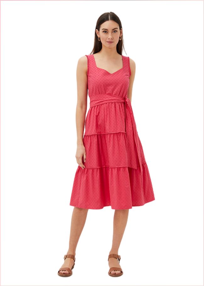  Peyton Cotton Dobby Midi Dress Hot Pink 220829694