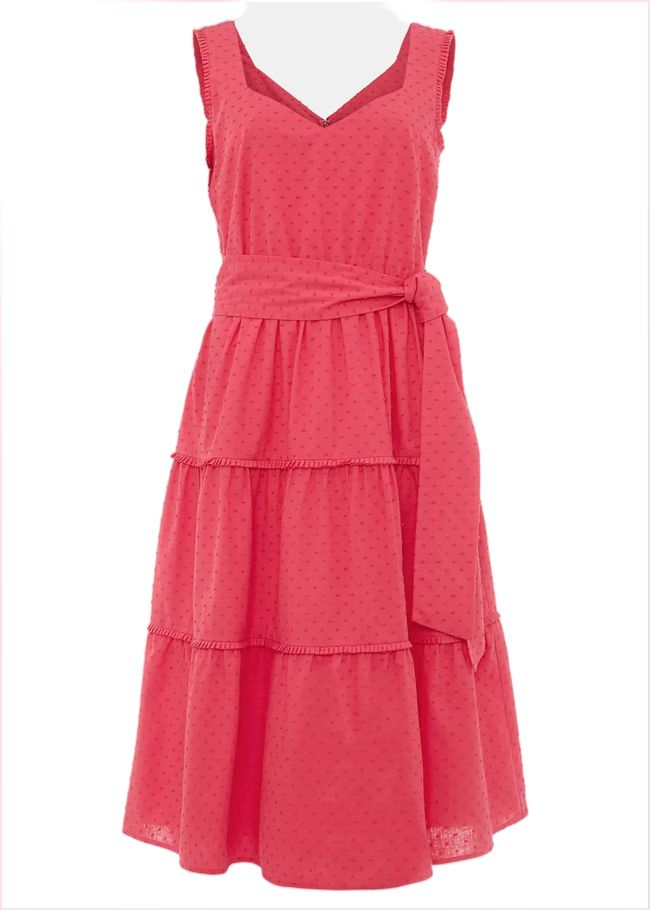  Peyton Cotton Dobby Midi Dress Hot Pink 220829694