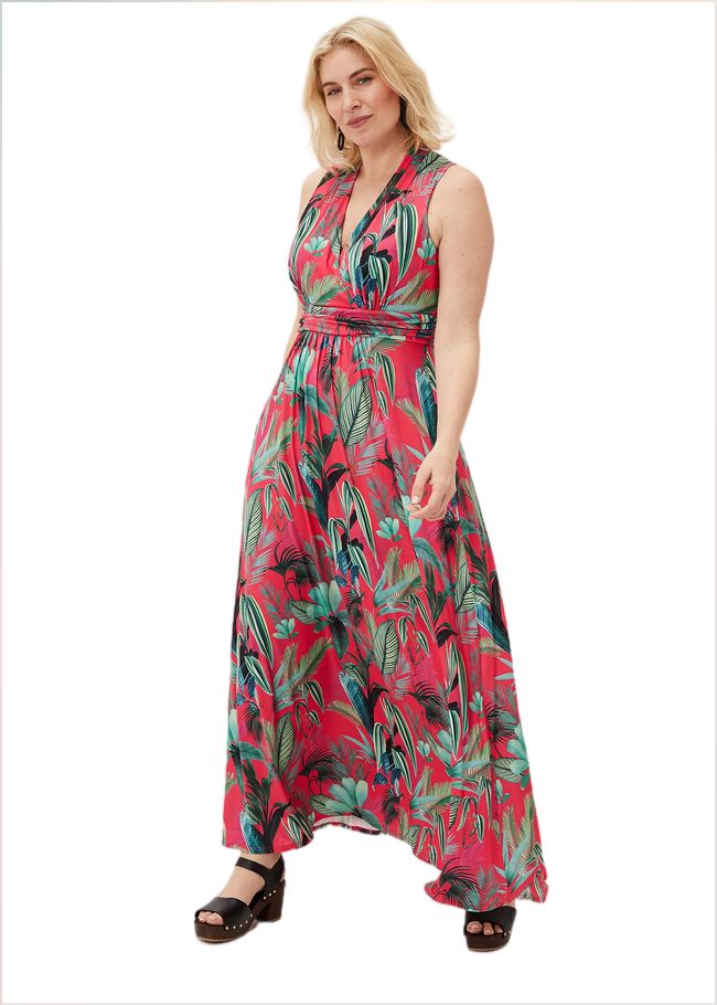  Antonia Jersey Palm Print Maxi Dress Multi-Coloured 220830000