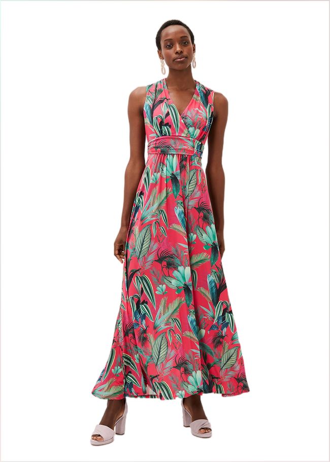  Antonia Jersey Palm Print Maxi Dress Multi-Coloured 220830000