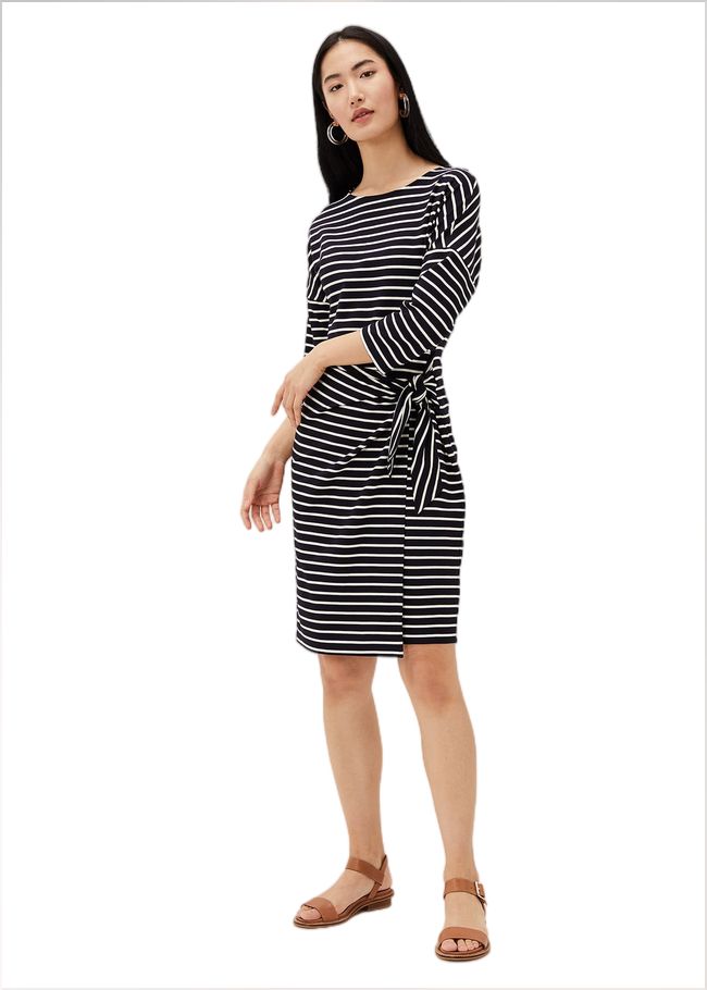  Emerson Stripe Tie Side Dress Navy/Ivory 220832287