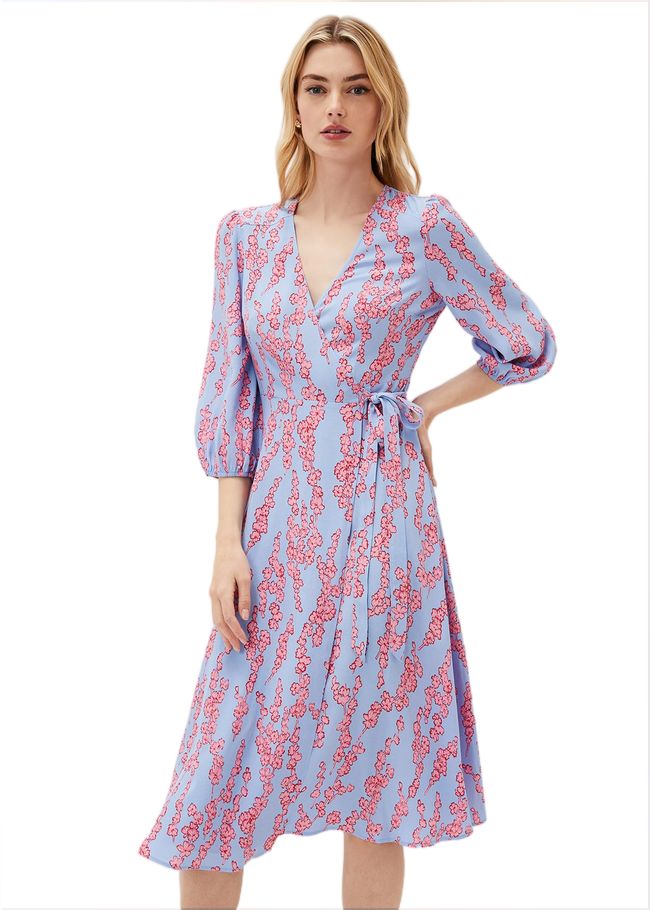  Jean Floral Wrap Midi Dress Powder Blue 220852198