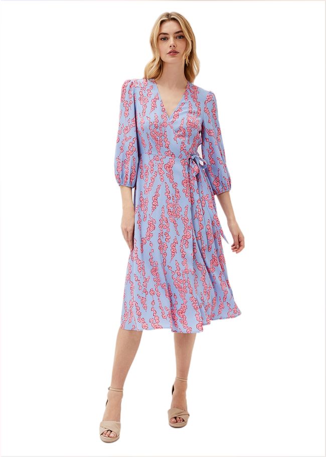  Jean Floral Wrap Midi Dress Powder Blue 220852198