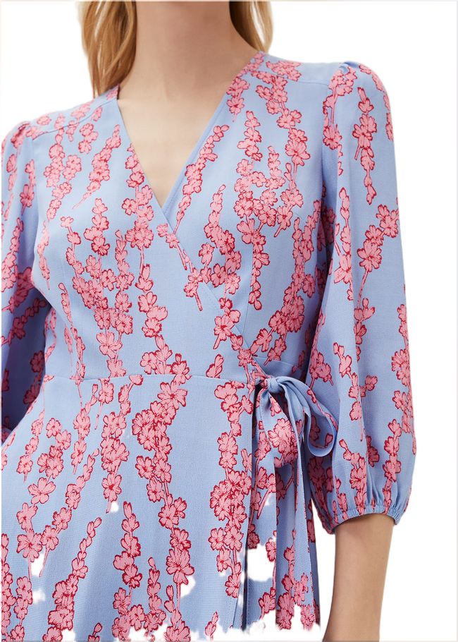  Jean Floral Wrap Midi Dress Powder Blue 220852198