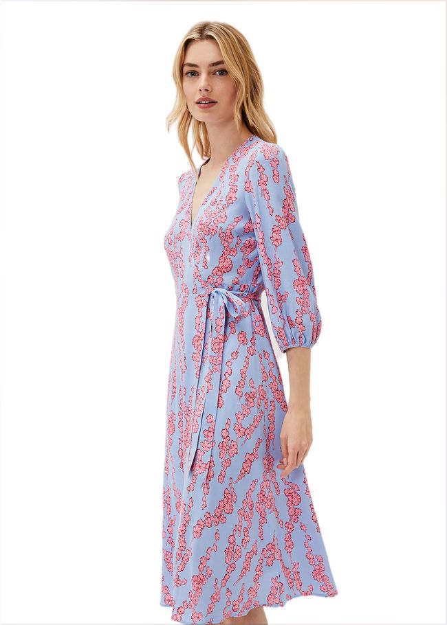  Jean Floral Wrap Midi Dress Powder Blue 220852198