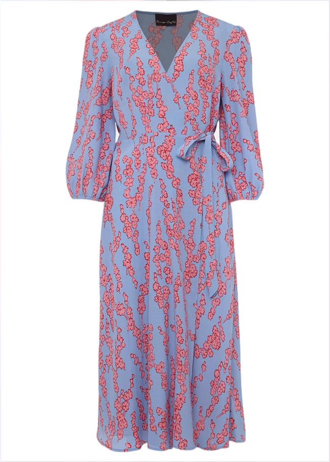  Jean Floral Wrap Midi Dress Powder Blue 220852198