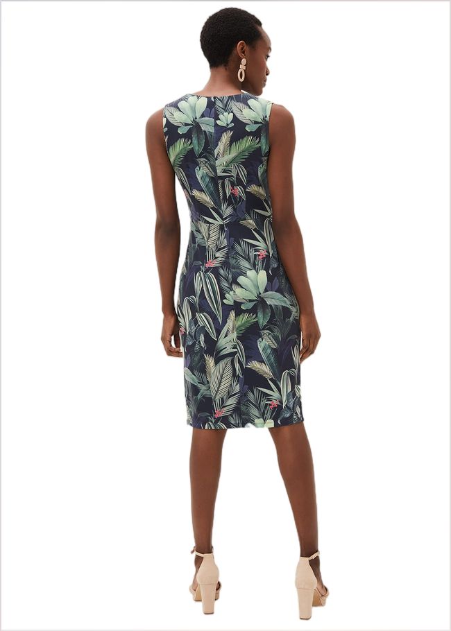  Maya Jersey Palm Print Midi Dress Navy 220855351