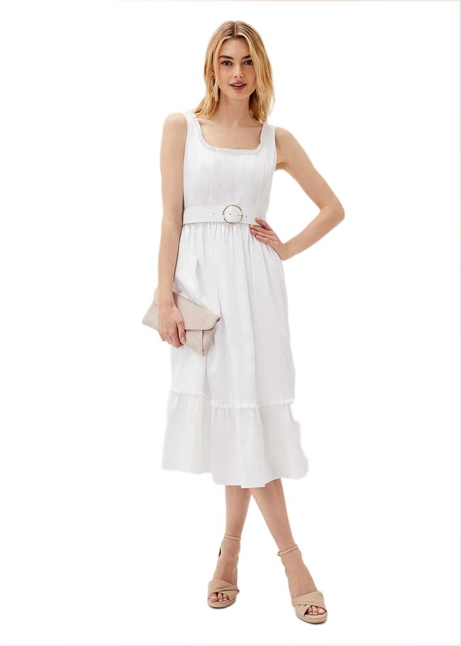  Tanya Cotton Belted Midaxi Dress White 220860055