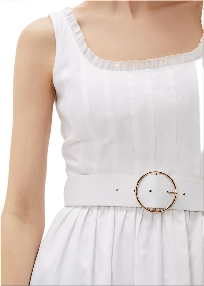  Tanya Cotton Belted Midaxi Dress White 220860055