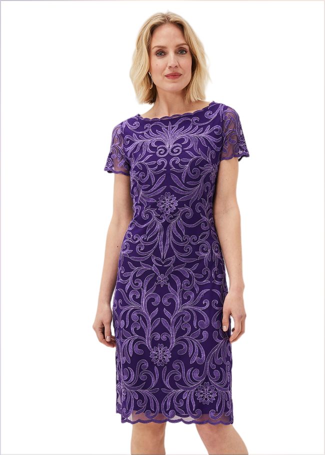  Nessa Embroidered Midi Dress Violet 220861700