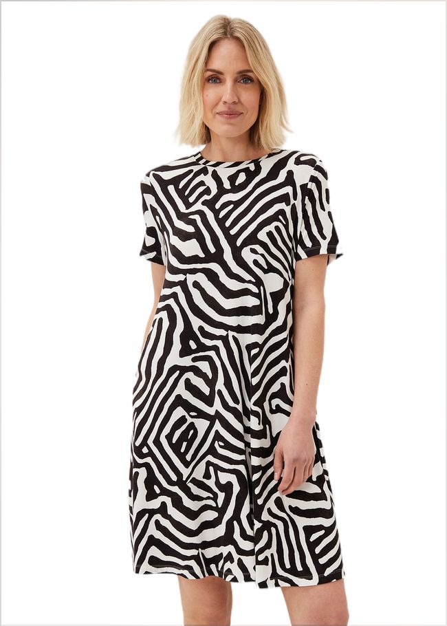  Isabelle Zebra Print Dress Black/Ivory 220869836