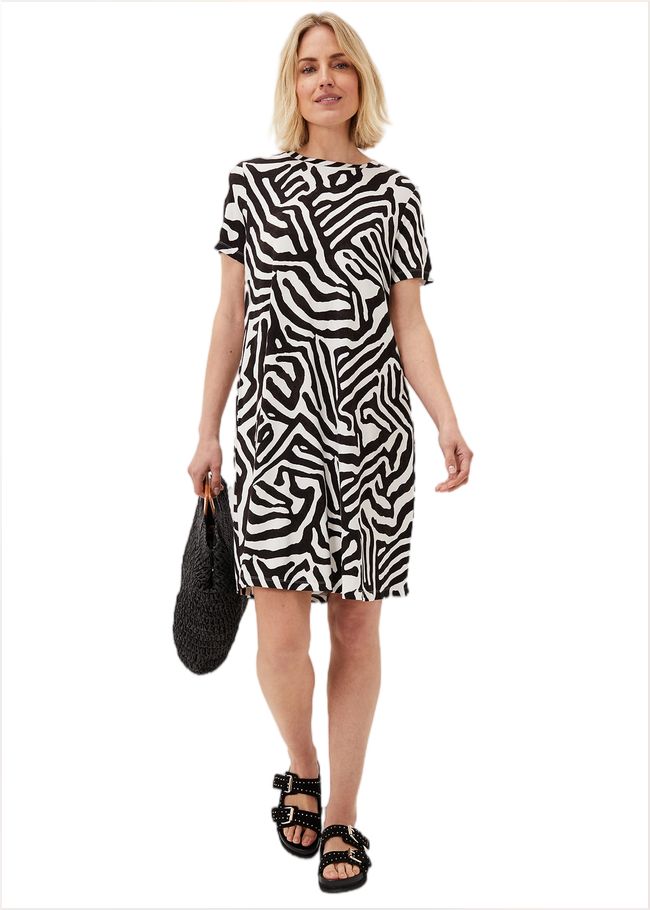  Isabelle Zebra Print Dress Black/Ivory 220869836