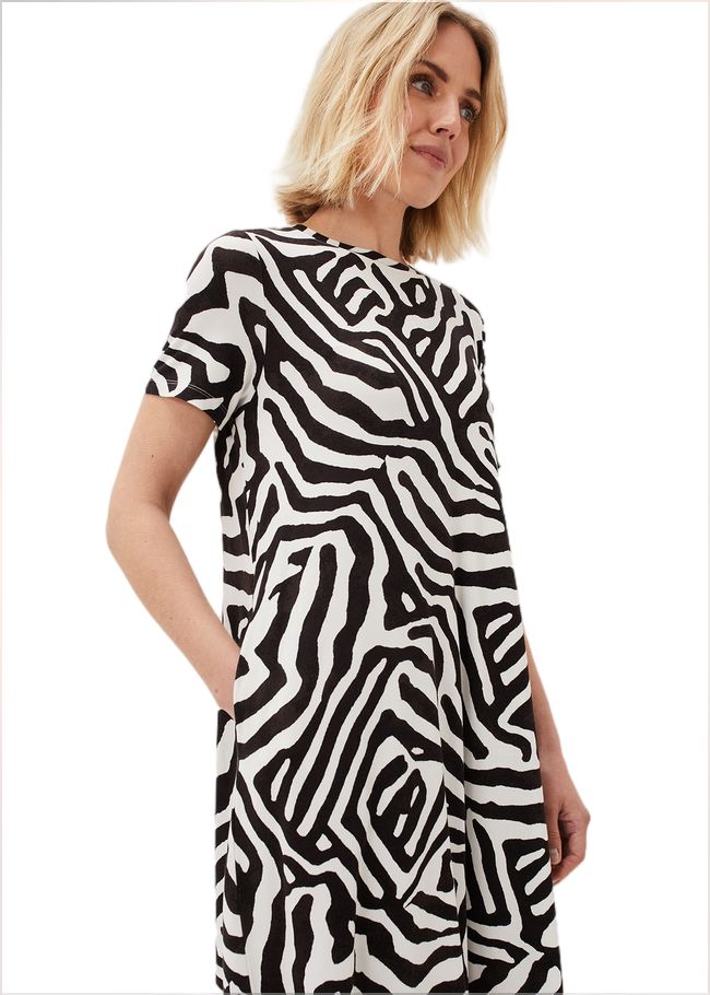  Isabelle Zebra Print Dress Black/Ivory 220869836