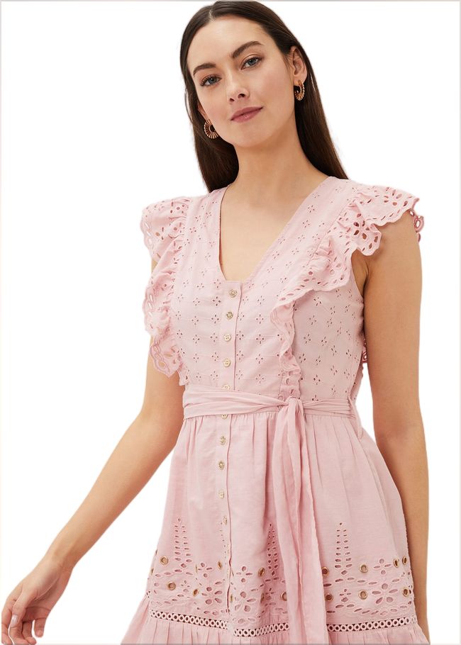  Illa Broderie Tea Dress Pale Pink 220872785