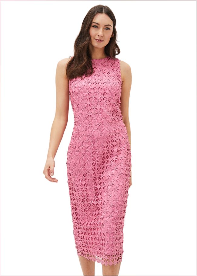  Novah Lace Midi Dress Candy Pink 220875014