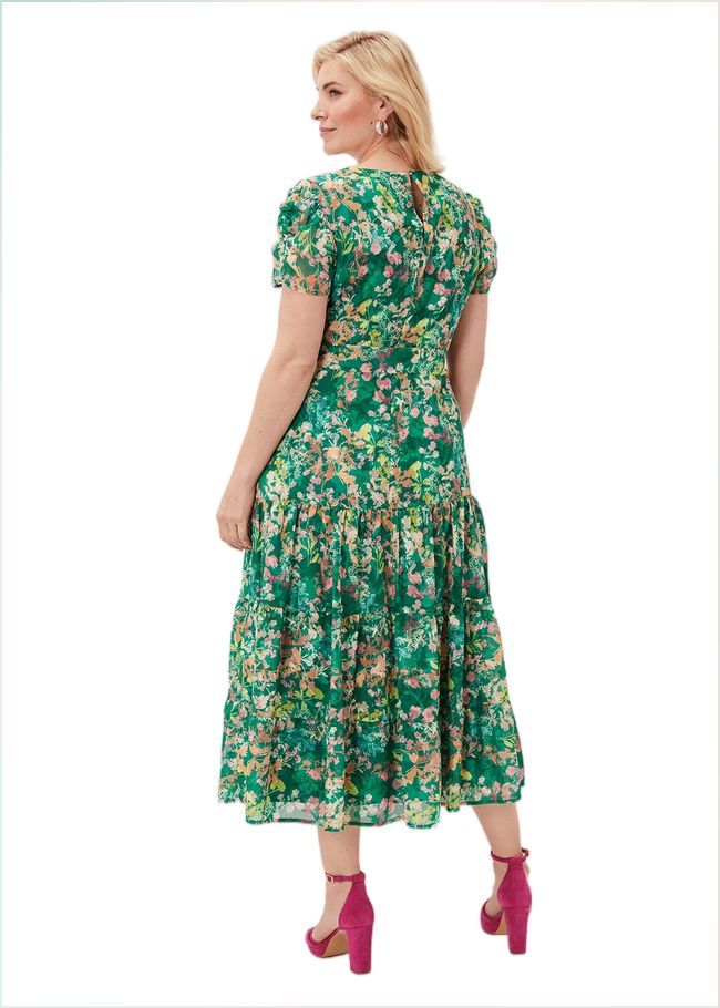  Morven Printed Tiered Dress Green/Multi 220880946