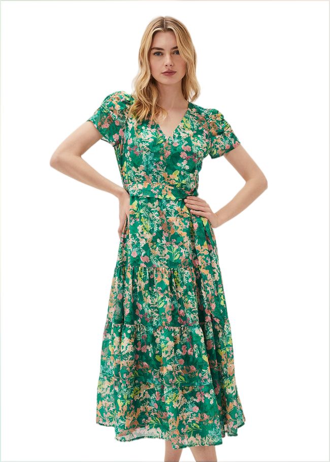  Morven Printed Tiered Dress Green/Multi 220880946