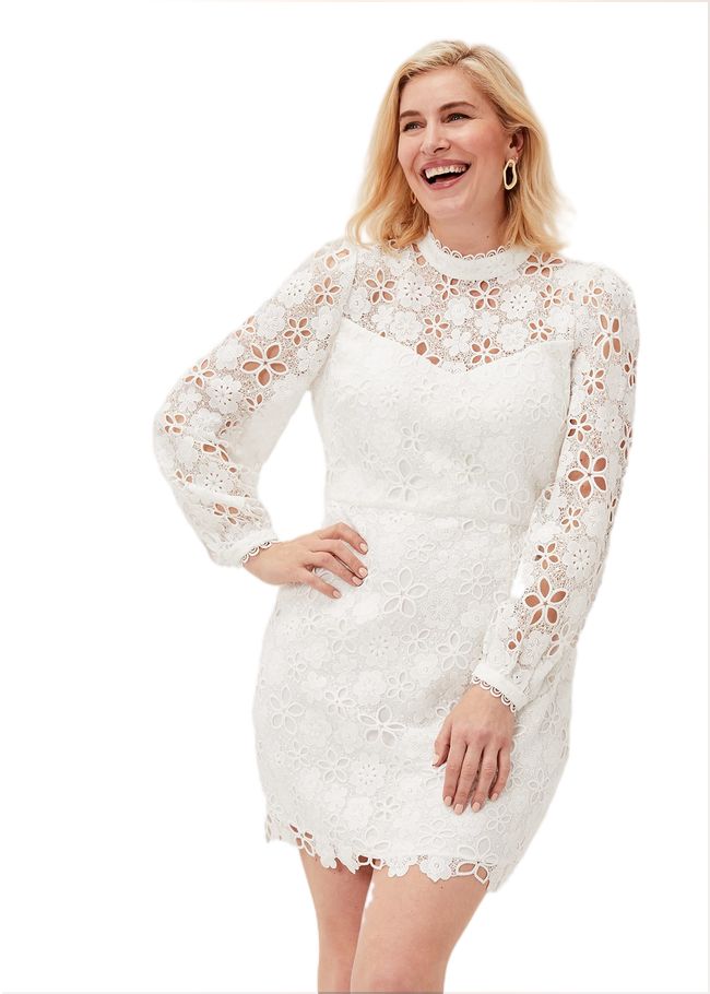  Doris Guipure Lace Highneck Dress Ivory 220882106