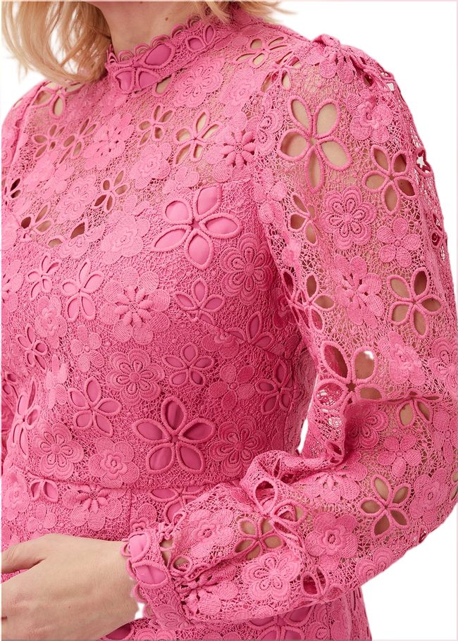  Doris Guipure Lace Highneck Dress Candy Pink 220883014