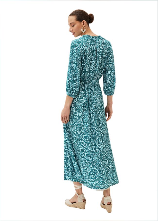  Phillipa Tile Print Midaxi Dress Teal/Ivory 220885149