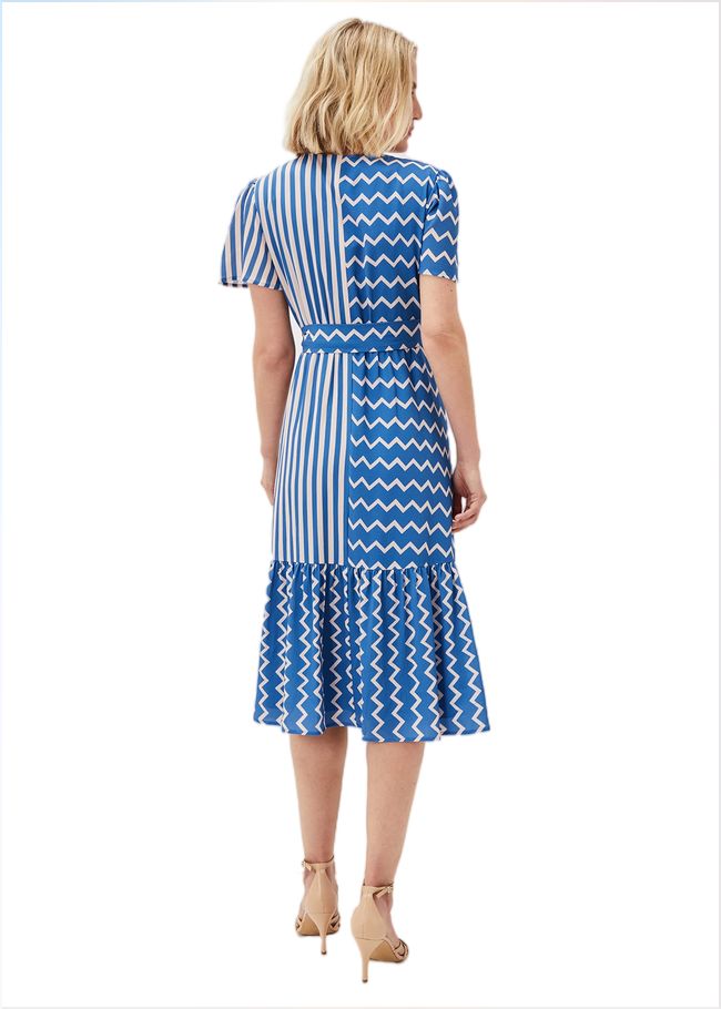  Shelby Zig Zag Midi Dress Blue/Cream 220888204