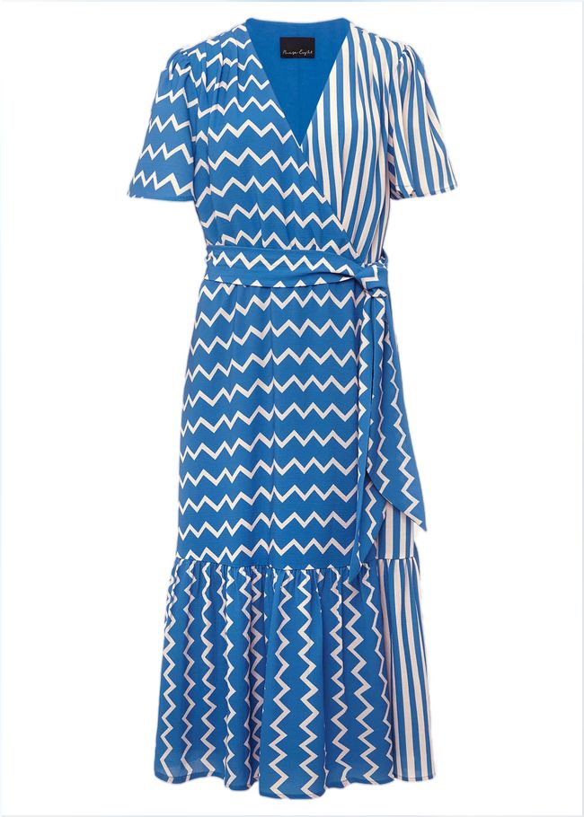  Shelby Zig Zag Midi Dress Blue/Cream 220888204